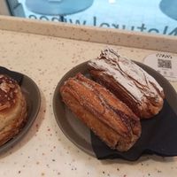 Cinamon croissant and almond croissant at WAY Plant Based Bake House in Ghent