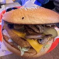 Pea patty, mushroom burger  at Buła z Musztardą in Poznan
