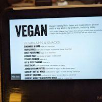Vegan section of the menu at Yard House in Honolulu