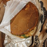 Deli hamburger at MilaVeg Lanches in Porto Alegre