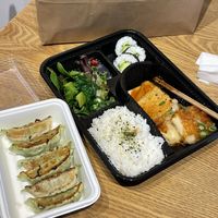 Agedashi bento and gyoza  at Umisango in Anglesea
