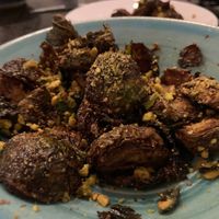 Brussel sprouts with pistachios, vinegar, and maple syrup  at Down Island Gulf Seafood Restaurant in Santa Rosa Beach