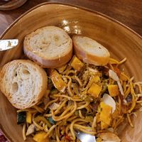 pasta vegana con maduro at Tierras Amazónicas in Leticia