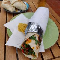 Vegan wrap with nachos at Flo's in Tenerife