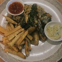 Fish and Chips  at Moringa Plant-Based Restaurant in Kuta