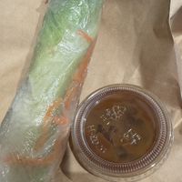 Veggie Salad Roll with peanut sauce for take out.   at Pholicious in Vancouver