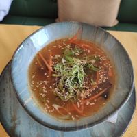 Vegan Tom Yam soup  at The Mango Tree in Bucharest