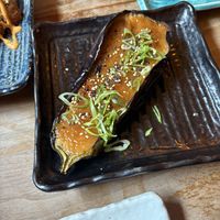 Baked aubergine   at Okko in East London