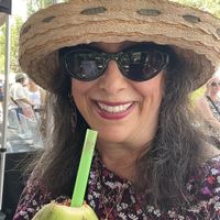Me enjoying a coconut water while waiting for my cookie    at The Crazy Apron in Clermont