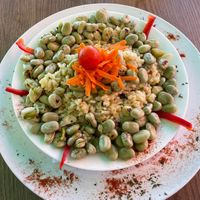 vegan risotto with beans  at Bayside in Paul Do Mar