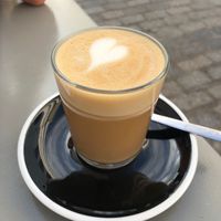 Café con leche vegetall  at Bonjour in Tarifa