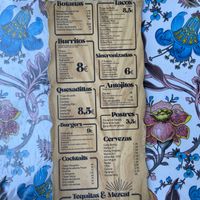 Menu  at Santa Rita Mexican & Urban Food in Tenerife