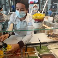 Vegan yogurt cup at Dejamu Aeropuero Internacional El Dorado in Bogota