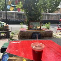 Beetroot, ginger and apple fresh juice    at Secret Garden in Brooklyn