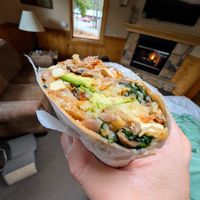 Breakfast veggie wrap with tofu, no egg, no cheese at Seven Suns Coffee & Cafe in Mount Shasta