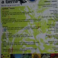 Menu at Cable a Tierra in Medellin