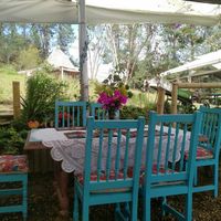 Restaurant seating at Cable a Tierra in Medellin