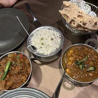 Mushroom Masala and a chickpea dish  at The Spice Room in Sydney