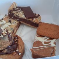 Biscoff blondie, hazelnut chocolate cookie dough cookie, chocolate stuffed cookie bar and biscoff rocky road 🤩 at The Tree Rooms in Peterlee