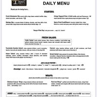 Menu at The Root Trackside in Elon