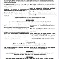 Menu at The Root Trackside in Elon