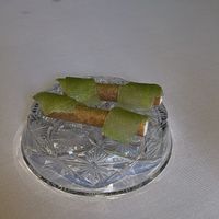 Layered potato and cucumber  at Babel Budapest in Budapest