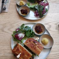 Foccacia Sandwich and Croissant with asparagus at Ethique Plant-based in Istanbul