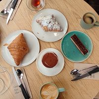 croıssants, coffee, tea, tiramisu and opera at Ethique Plant-based in Istanbul