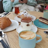 croıssants, coffee, tea, tiramisu and opera at Ethique Plant-based in Istanbul