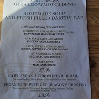 Soup and Rolls Menu at Caffi Maes in Gwynedd