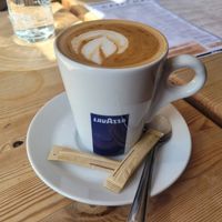 Latte (Oat Milk) at Caffi Maes in Gwynedd