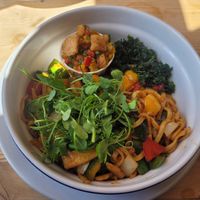 Teriyaki Vegan Noodles at Caffi Maes in Gwynedd