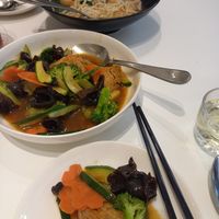 Vegetable Ramen and Fungus Stirfry Veg dish. at iVegan 爱素 - Katong in Central Singapore