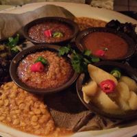 Enjera vegan platter at Simba in Gothenburg