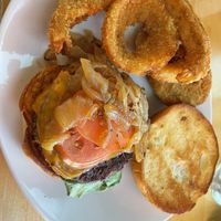 Vegan burger with cheese   at Bay Cafe in Provincetown