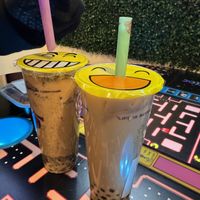 Black milk tea with extra boba, and an Oreo milk tea  at Pin Ming in Boston