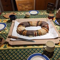 La rosca de reyes vegana at Musabbaha Vegan Bakery in Puebla