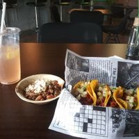 Delicious tacos 🌮 with frijoles locos at La Buena Vida Restaurante Vegano in Laredo