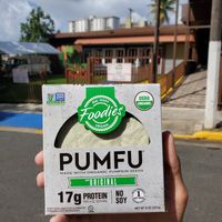 Pumfu (como tofu pero de semilla de calabaza/pumpkin seeds) at Bio Shack Store in San Juan