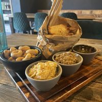 Bread and dips (artichoke, aubergine, pesto)  at Ortica Italian Plant Based in Urmston