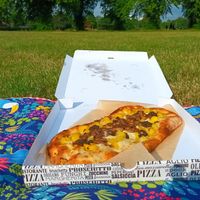 Mushroom, potato, truffle pinsa. Yum! at Ortica Italian Plant Based in Urmston