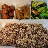 Take away brown rice with dishes at Greendot 绿一点 - Asia Square in Central Singapore