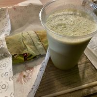 Cauliflower wrap and vanilla matcha shake  at Greenrebel in The Hague