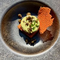 ‘Filet American’ van geroosterde wortel  at Floris - Restaurant Prins Hendrik in Oosterend