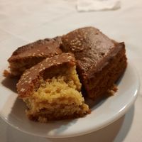 The sesame cake special at Castellan Restaurant in Rhodes