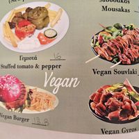 Vegan menu at Castellan Restaurant in Rhodes