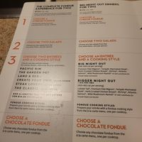 Menu at The Melting Pot in Annapolis