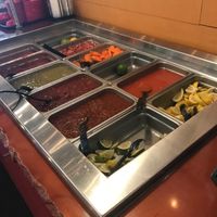 Salsa bar at Tulum Fresh Mexican Grill in Jackson