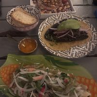 Bottom plate is tlacoyo, middle plate js torito  at Nena Nena in Valladolid