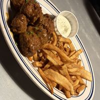 Vegan bbq wings with fries  at Comet Cafe in Milwaukee